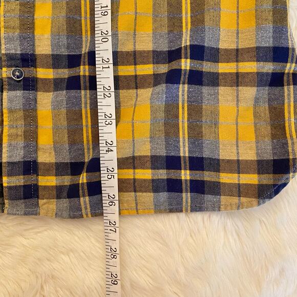 Denim & Flower Slim Fit Yellow Blue Plaid Flannel Long Sleeve Shirt XL - Picture 9 of 12